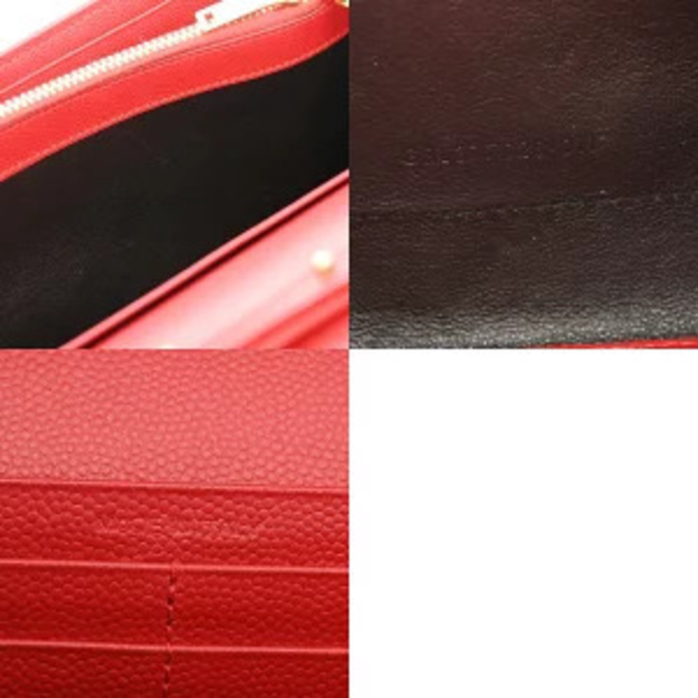Saint Laurent Cassandra Chain Wallet Red Grained Poudre Leather Bag - Picture 9 of 9